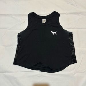 Victoria’s Secret Pink Crop Tank Top Black Mesh Sides Gym Workout Size XS